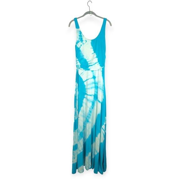 Boston Proper Dresses & Skirts - Boston Proper Turquoise Aqua and White Tie Dye Sleeveless Maxi Dress Size Small